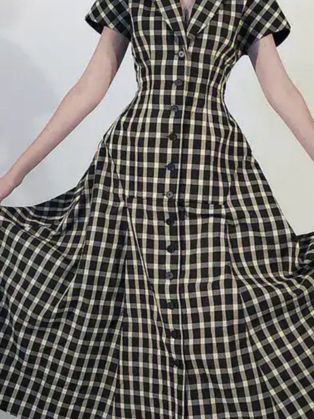 Rosie Assoulin Plaid Button-Front Fit & Flare Dress w boning - Picture 11 of 12